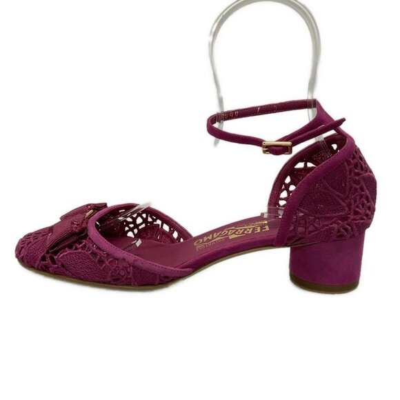 Salvatore Ferragamo - Fuchsia Pink Suede Chemical Fiber Women's Pumps 217-081625 - Picture 1 of 6